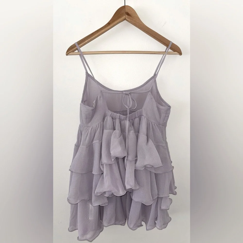 Free People Runaway Rockstar Ruffle Mini Slip Dusk Breeze NWOT Size M